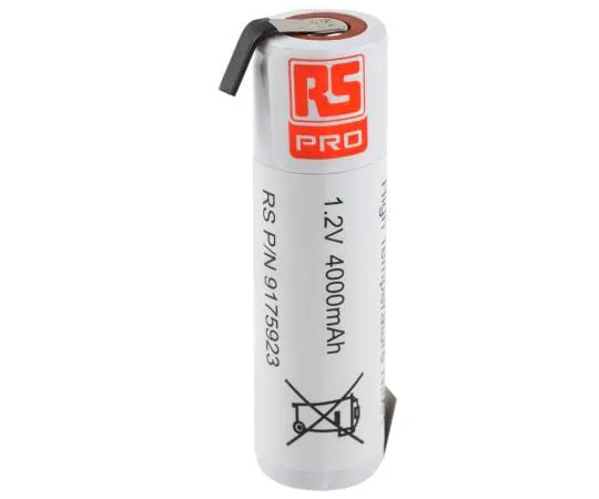 63-5179-82　RS PRO, 1.2V, 18670, NiMH Rechargeable Battery, 4Ah　917-5923