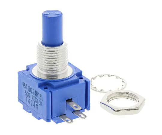 63-5104-71　Bourns 1 Gang Rotary Cermet Potentiometer with a 6.35 mm Dia. Shaft, 50kΩ, ±5%, 2W, Linear 95A1D-C24-H18L　95A1D-C24-H18L