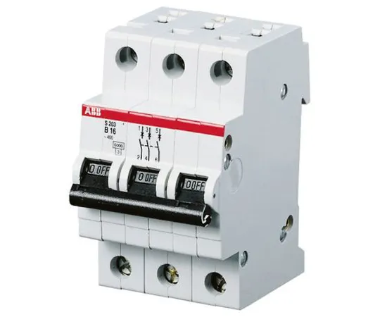 63-5050-27　ABB System M Pro S200 MCB Mini Circuit Breaker 3P, 10 A, 6 kA, Curve B　S203-B10