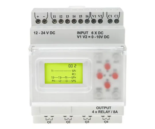 63-5179-86　RS Pro Logic Module, 12 → 24 V dc Digital, Relay, 8 x Input, 4 x Output With Display　917-6370