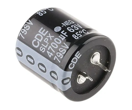 63-5048-74　Cornell-Dubilier 4700μF 63V dc Aluminium Electrolytic Capacitor, Through Hole 30 (Dia.) x 30mm +85°C 30mm 10mm　SLPX472M063E3P3