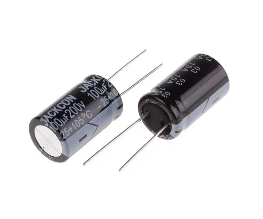 63-4998-77　RS PRO 100μF 200V dc Aluminium Electrolytic Capacitor, Through Hole 16 (Dia.) x 26mm +105°C 16mm 7.5mm 26mm　711-1873