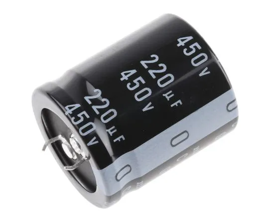 63-5043-65　Nichicon 220μF 450V dc Aluminium Electrolytic Capacitor, Through Hole 30 (Dia.) x 35mm +105°C 30mm 10mm　LGU2W221MELB