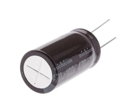 63-5008-67　Nichicon 470μF 100V dc Aluminium Electrolytic Capacitor, Through Hole 16 (Dia.) x 31.5mm +105°C 16mm 7.5mm　UPW2A471MHD