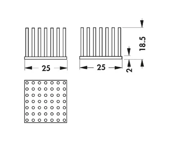 63-4940-79　Heatsink, PGA, 5.2K/W, 25 x 25 x 18.5mm, Adhesive Foil, Conductive Foil　ICK S 25x25x18,5
