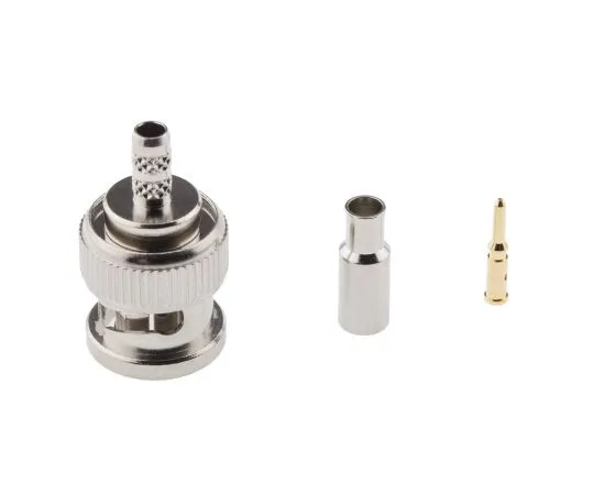 63-4980-96　Amphenol Straight 75Ω Cable Mount BNC Connector, Plug, Nickel, Crimp Termination, RG179, RG179 A/B, RG187　B1121E2-003-ND3G-6-75