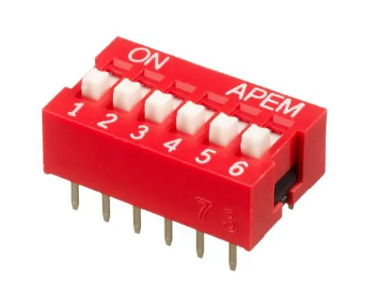 63-5158-96　6 Way Through Hole DIP Switch SPST, Raised Actuator　NDS-06-V