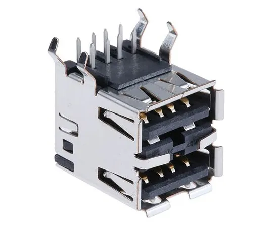 63-5049-65　TE Connectivity Dual Port Right Angle Through Hole, Version 2.0 Type A USB Connector, Receptacle　5787745-4