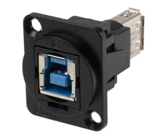 63-5177-77　RS Pro 2 Port Straight Panel Mount Female, Male Version USB 3.0 B to A USB Adaptor　916-0224