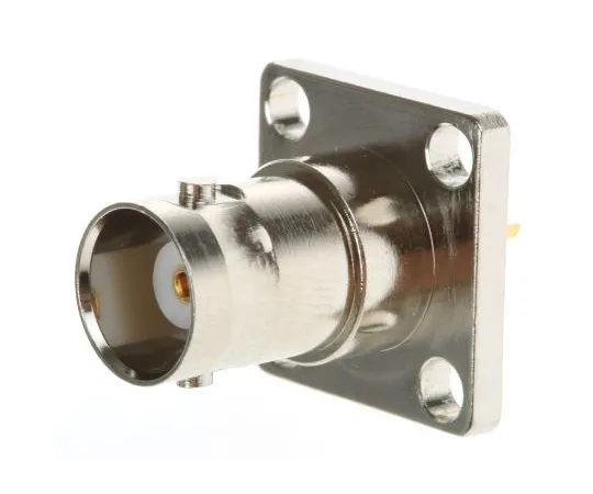 63-4981-17　Amphenol Straight 50Ω Flange Mount Bulkhead Fitting BNC Connector, jack, Nickel, Solder Termination　B6551A1-NT3G-50