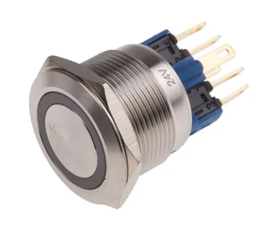63-5125-57　RS PRO Single Pole Double Throw (SPDT) Momentary Blue LED Push Button Switch, IP65, IP67, 22 (Dia.)mm, Panel Mount,　811-8538