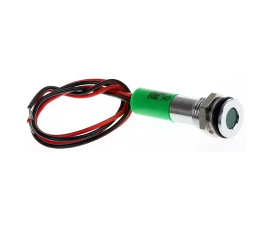 63-4978-10　RS PRO Green Indicator, 24 V dc, 8mm Mounting Hole Size, Lead Wires Termination, IP67　700-1928