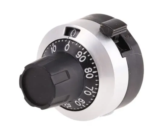 63-5078-48　Bourns Potentiometer Knob, Dial Type, 22.8mm Knob Diameter, Black, Chrome, 3.17mm Shaft　H-516-3A