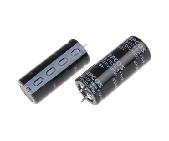 63-5086-16　EPCOS 10000μF 35V dc Aluminium Electrolytic Capacitor, Through Hole 22 (Dia.) x 50mm +85°C 22mm 10mm　B41231A7109M000