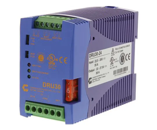 63-5104-07　Chinfa, DRU30 DIN Rail Panel Mount Power Supply, 24V dc Output Voltage, 30A output current　DRU30-24