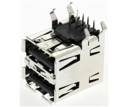 63-4987-17　TE Connectivity Dual Port Right Angle Through Hole, Version 2.0 Type A USB Connector, Receptacle　1903815-1