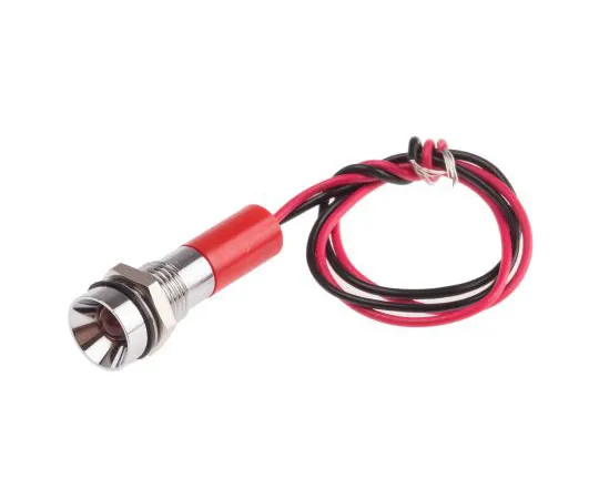 63-5024-03　RS PRO Red Indicator, 12 V dc, 8mm Mounting Hole Size, Lead Wires Termination, IP67　723-9404