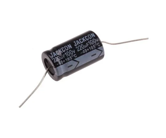 63-4990-23　RS PRO 220μF 100V dc Aluminium Electrolytic Capacitor, Through Hole 16 (Dia.) x 28mm +105°C 16mm 28mm　707-6584