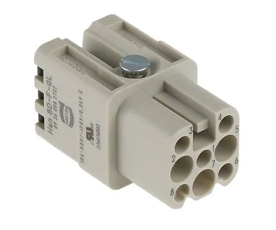 63-4980-58　Han D Series Quick Lock Connector, Female, 8 Way, 10A, 120 V　9360082732