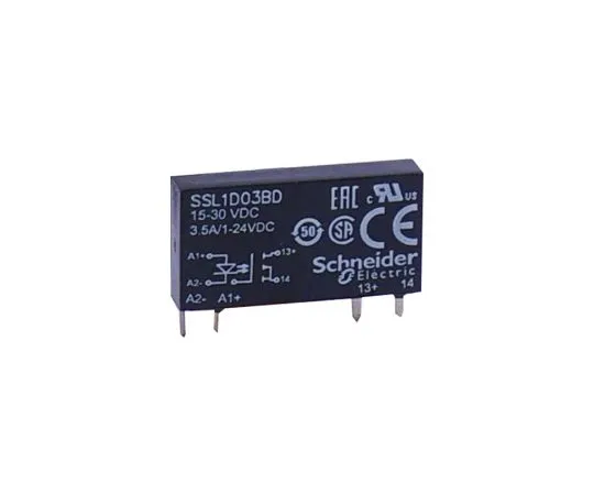 63-5181-07　Schneider Electric 3.5 A SPNO Solid State Relay, DC, PCB Mount, MOSFET, 24 V dc Maximum Load　SSL1D03BD