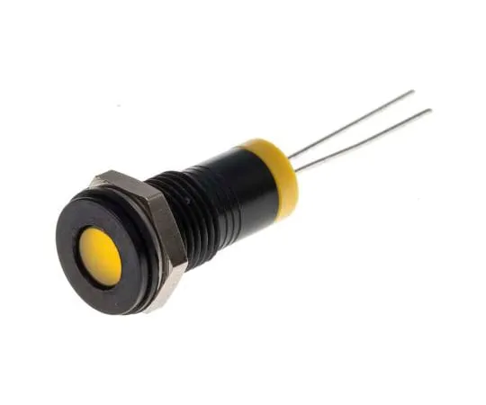 63-4977-84　RS PRO Yellow Indicator, 2 V dc, 8mm Mounting Hole Size, Lead Pins Termination, IP67　700-1722