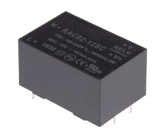 63-5043-92　Recom 2W 1 Output Embedded Switch Mode Power Supply SMPS, 167mA, 12V dc Encapsulated　RAC02-12SC
