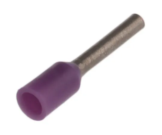 63-4964-66　JST FWE Series Insulated Crimp Bootlace Ferrule, 6mm Pin Length, 0.8mm Pin Diameter, 0.25mm² Wire Size, Purple　FWE0.25-6