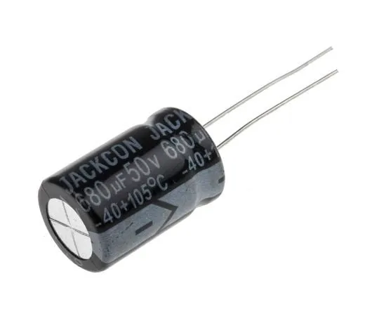 63-4998-49　RS PRO 680μF 50V dc Aluminium Electrolytic Capacitor, Through Hole 13 (Dia.) x 21mm +105°C 13mm 5mm 21mm　711-1481