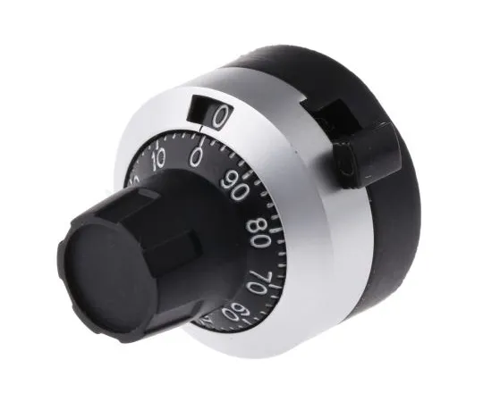 63-5048-56　Bourns Potentiometer Knob, Dial Type, 22.8mm Knob Diameter, Black, Chrome, 6.35mm Shaft　H-516-6A