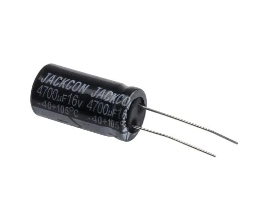 63-4998-02　RS PRO 4700μF 16V dc Aluminium Electrolytic Capacitor, Through Hole 13 (Dia.) x 26mm +105°C 13mm 5mm 26mm　711-1025