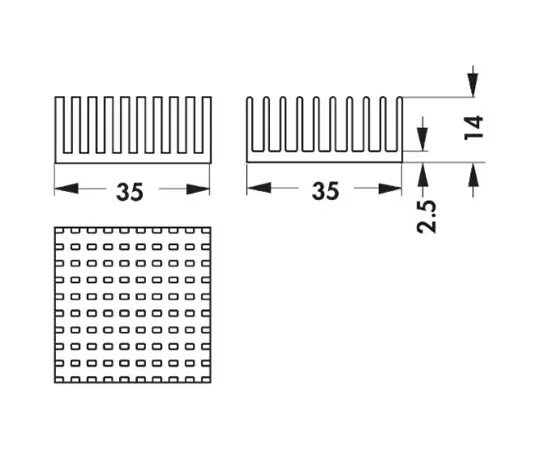 63-4940-64　Heatsink, PGA, 9.6K/W, 35 x 35 x 14mm, Adhesive Foil, Conductive Foil　ICK PGA 14x14x14