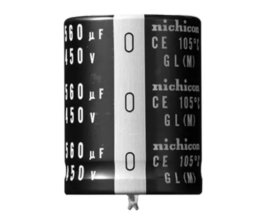63-5145-43　Nichicon 470μF 400V dc Aluminium Electrolytic Capacitor, Through Hole 25 (Dia.) x 45mm +105°C 25mm 10mm　LGL2G471MELA45