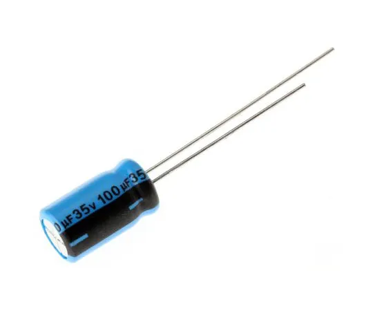 63-4958-51　Vishay 100μF 35V dc Aluminium Electrolytic Capacitor, Through Hole 6.3 (Dia.) x 11mm +85°C 6.3mm 2.5mm　MAL203850101E3