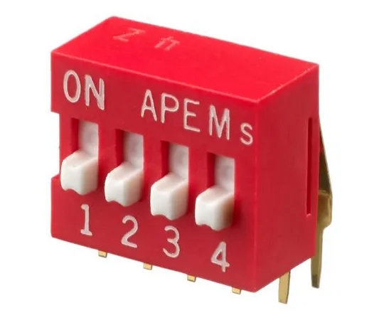 63-5159-20　4 Way Through Hole DIP Switch SPST, Raised Actuator　DA04V
