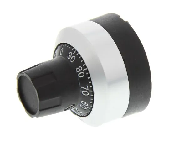 63-5085-14　Bourns Potentiometer Knob, Dial Type, 22.8mm Knob Diameter, Black, Chrome, 6mm Shaft　H-516-6M