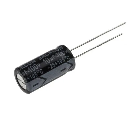 63-4998-89　RS PRO 10μF 400V dc Aluminium Electrolytic Capacitor, Through Hole 10 (Dia.) x 20mm +105°C 10mm 5mm 20mm　711-2046