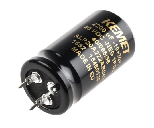 63-6547-06　KEMET 2200μF 40V dc Aluminium Electrolytic Capacitor, Through Hole 25 x 45mm +85°C 25mm 45mm　ALP20A222AB040