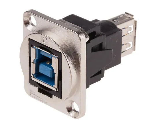 63-5173-40　RS Pro 2 Port Straight Panel Mount Female, Male Version USB 3.0 A, USB 3.0 B USB Adaptor　907-5624