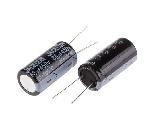 63-4998-98　RS PRO 68μF 450V dc Aluminium Electrolytic Capacitor, Through Hole 18 (Dia.) x 36mm +105°C 18mm 7.5mm 36mm　711-2157