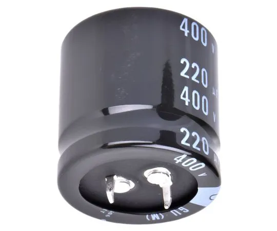 63-5144-04　Nichicon 220μF 400V dc Aluminium Electrolytic Capacitor, Through Hole 30 (Dia.) x 30mm +105°C 30mm 10mm　LGU2G221MELB