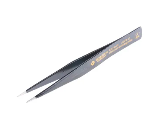63-6549-23　Bernstein Tools for electronics 130 mm, Anti-Magnetic Stainless Steel, Chisel, ESD Anti-Acid Tweezers　5-078-13