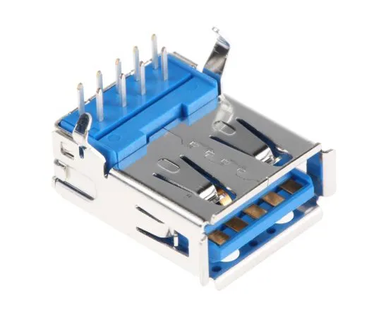 63-5112-47　TE Connectivity Right Angle Through Hole, Version 3.0 Type A USB Connector, Receptacle　1932258-1
