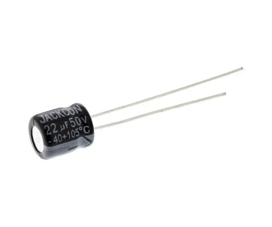 63-4989-52　RS PRO 22μF 50V dc Aluminium Electrolytic Capacitor, Through Hole 6 (Dia.) x 7mm +105°C 6mm 2.5mm 7mm　707-5705