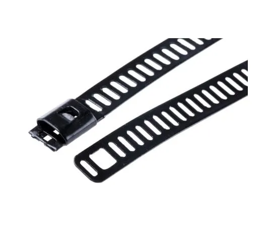 63-6550-95　RS PRO Black Polyester Coated Stainless Steel Ladder Cable Tie, 300mm x 7 mm　121-668