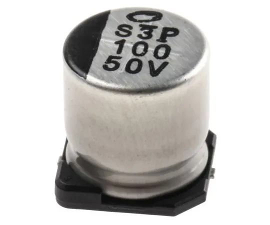 63-5041-96　Nichicon 100μF 50V dc Aluminium Electrolytic Capacitor, Surface Mount 10 (Dia.) x 10mm +105°C 10mm 4.5mm　UUX1H101MNL1GS