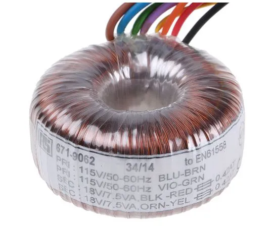 63-4937-44　2 Output Toroidal Transformer, 15VA, 2 x 18V ac　671-9062