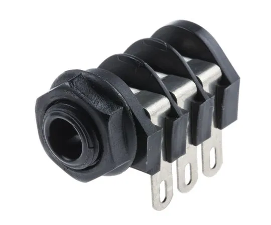 63-5175-55　RS PRO 1/4 in Panel Mount Stereo Jack Jack Socket, 3 Pole, 5A　913-1049