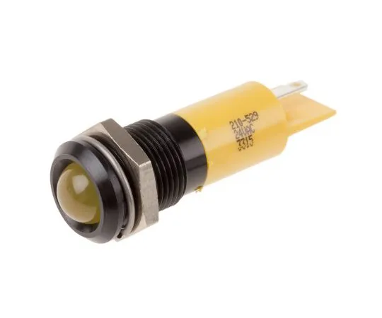 63-6586-69　RS PRO Yellow Indicator, 24 V ac/dc, 14mm Mounting Hole Size, Solder Tab Termination　210-529