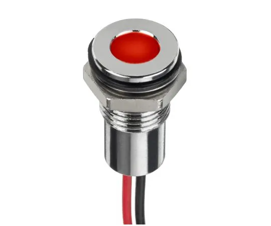 63-7027-43　RS PRO Red Indicator, 12 V dc, 8mm Mounting Hole Size, Lead Wires Termination, IP67　132-9118