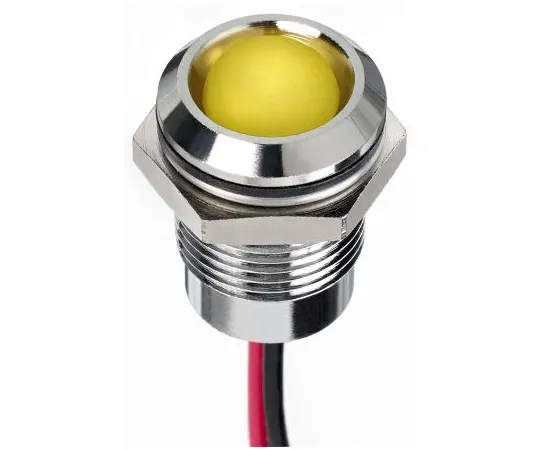 63-7020-90　RS PRO Yellow Indicator, 12 V dc, 14mm Mounting Hole Size, Lead Wires Termination, IP67　130-1081